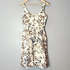 J.Crew Linen Zip-Front Dress Gold Foil Leaf Womens Size‎ 2 Luxury Wedding Resort